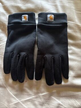 Carhartt Black Logo Tech Gloves with Tan Patch